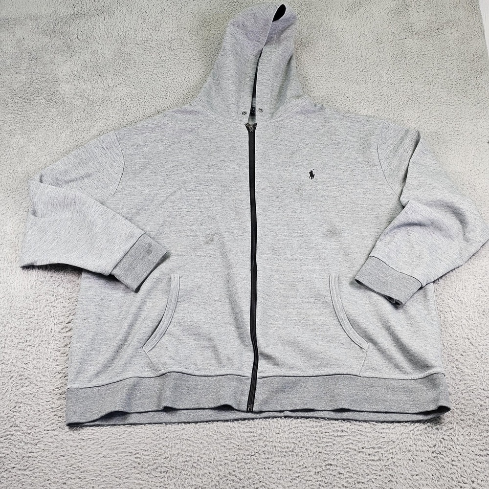 Polo Ralph Lauren Hoodie Mens 4XB Gray Full Zip Sweatshirt Embroidered Pony‎ - Picture 5 of 13